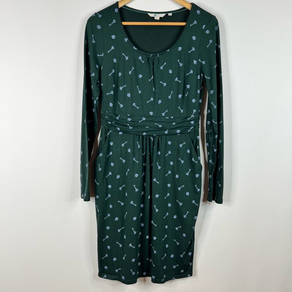 Boden Chatsworth Green Trinket Mabel Dress US 8 R Jersey Knit Lock Key Pockets
